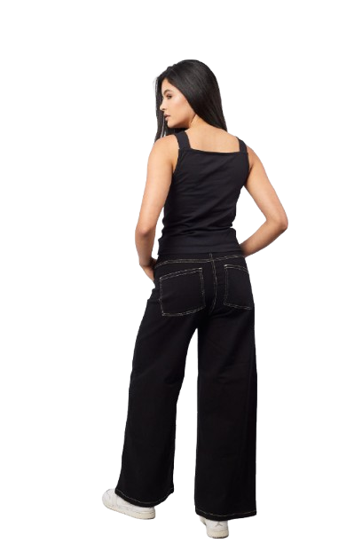 Relaxed Wide-Leg Pants - Black
