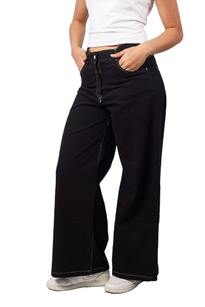 Relaxed Wide-Leg Pants - Black