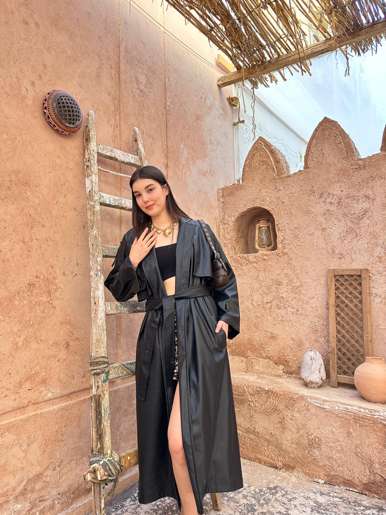 Leather Posh Trench - Black