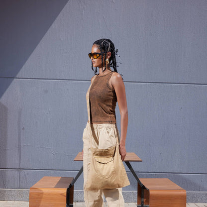 Cotton Washed Top - Brown