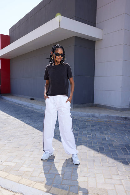 Gabardine Parachute Pants - White