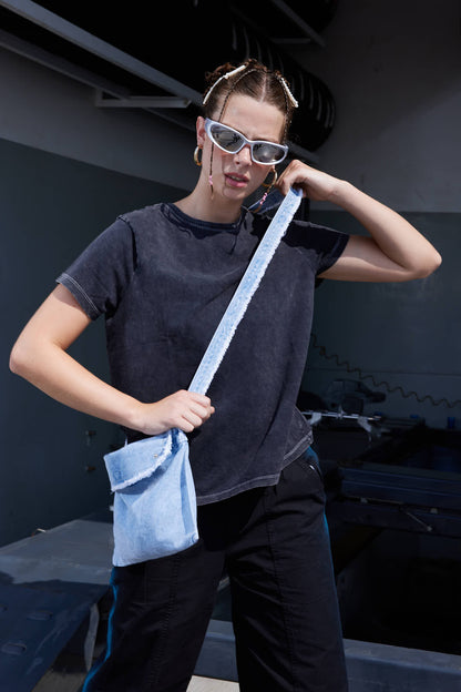 Denim Shoulder Bag - Light Blue