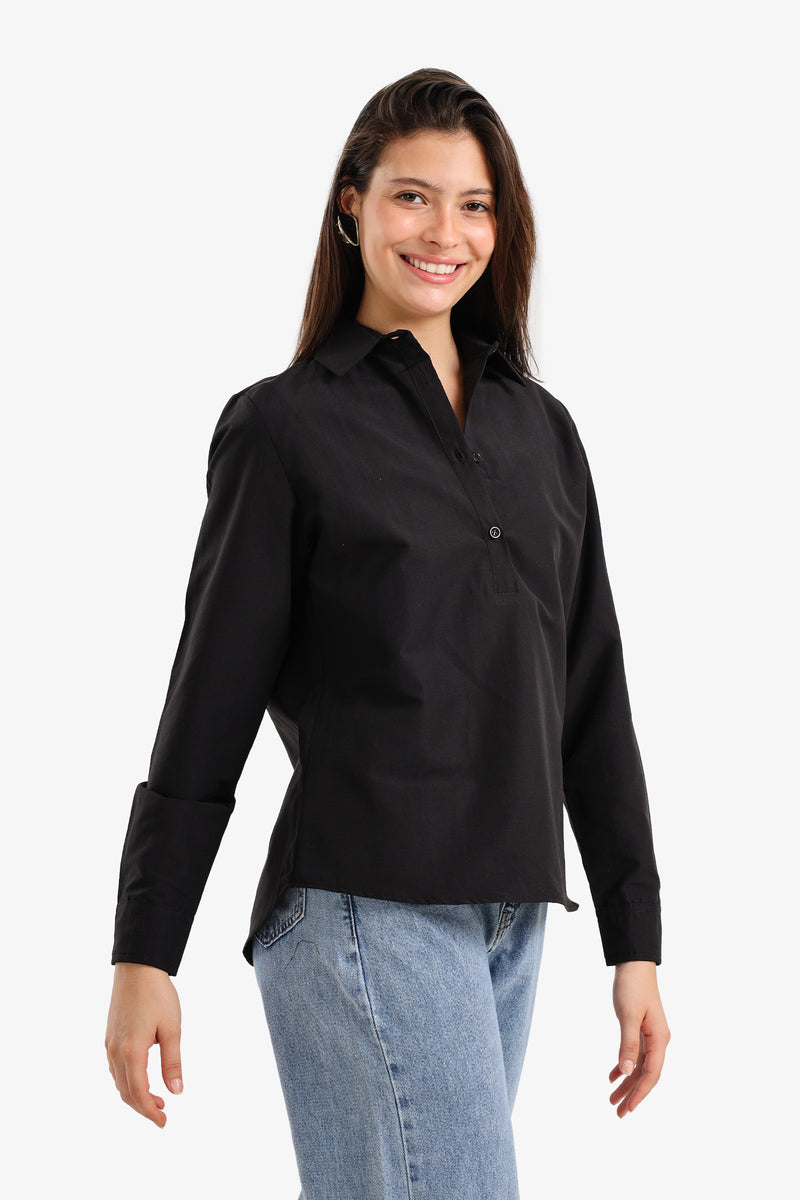 Cotton Solid Shirt – Black