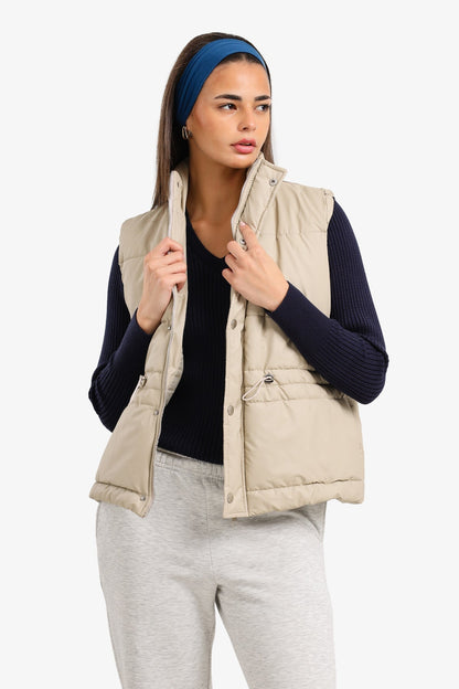 Waterproof Quilted Puffer Vest – Ivory