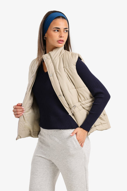 Waterproof Quilted Puffer Vest – Ivory