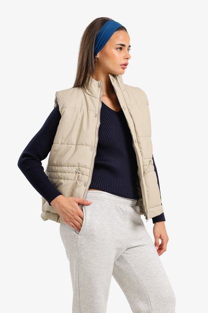 Waterproof Quilted Puffer Vest – Ivory