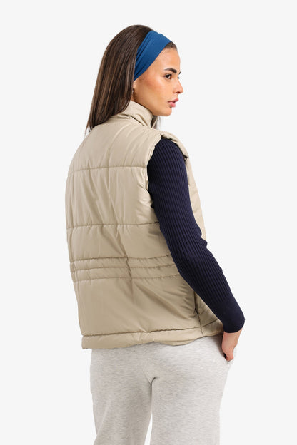 Waterproof Quilted Puffer Vest – Ivory
