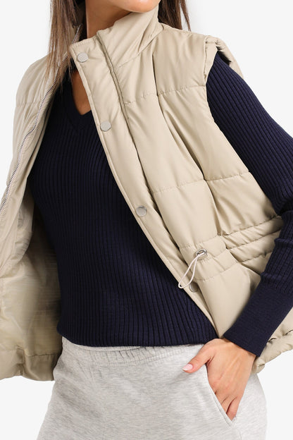 Waterproof Quilted Puffer Vest – Ivory