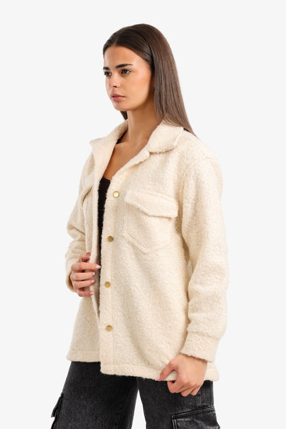 Wool Textured Shacket – Off White
