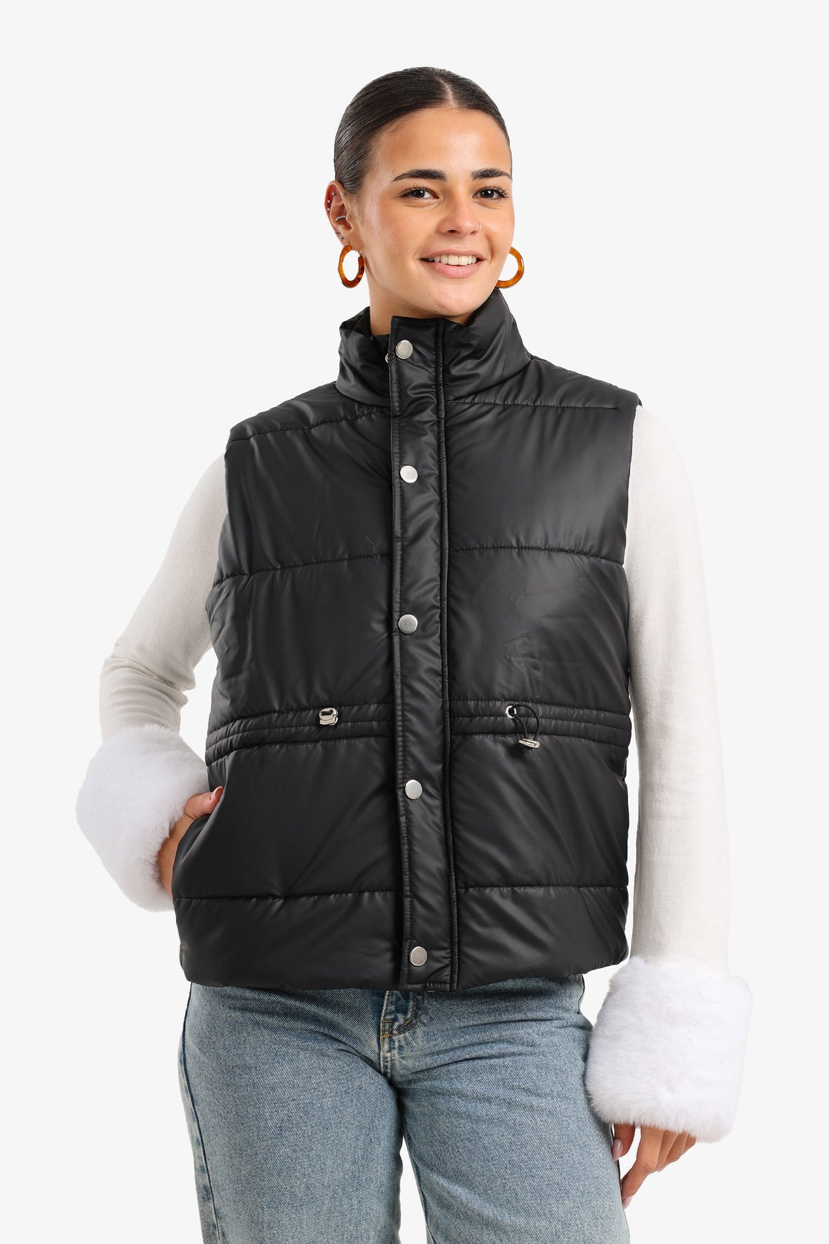 Waterproof Quilted Puffer Vest – Black