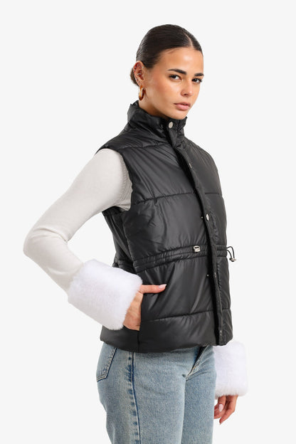 Waterproof Quilted Puffer Vest – Black