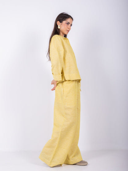 Linen Kimono Sleeve Blouse – Yellow