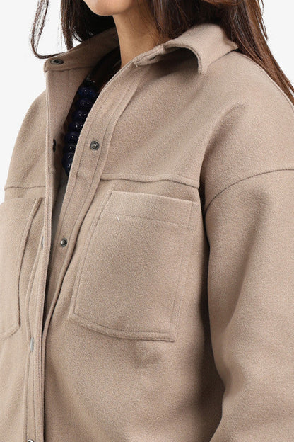 Fleece Solid Overshirt - Coffee