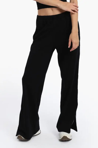 Cotton Blend Solid Lounge Pants – Black