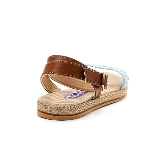 Woven Ankle Strap Sandals - Blue