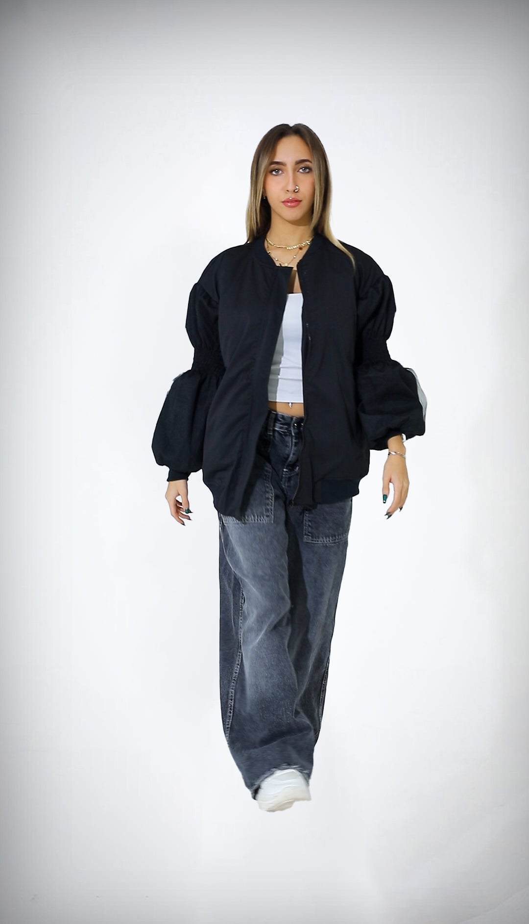 Melton Cotton 3D Print Jacket – Black