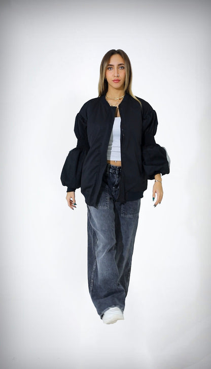 Melton Cotton 3D Print Jacket – Black