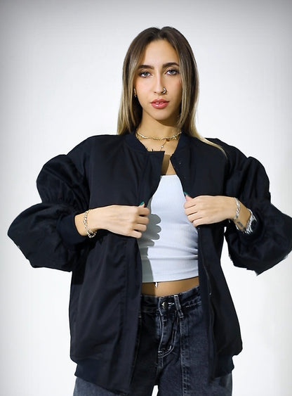 Melton Cotton 3D Print Jacket – Black