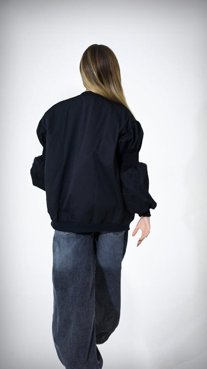 Melton Cotton 3D Print Jacket – Black