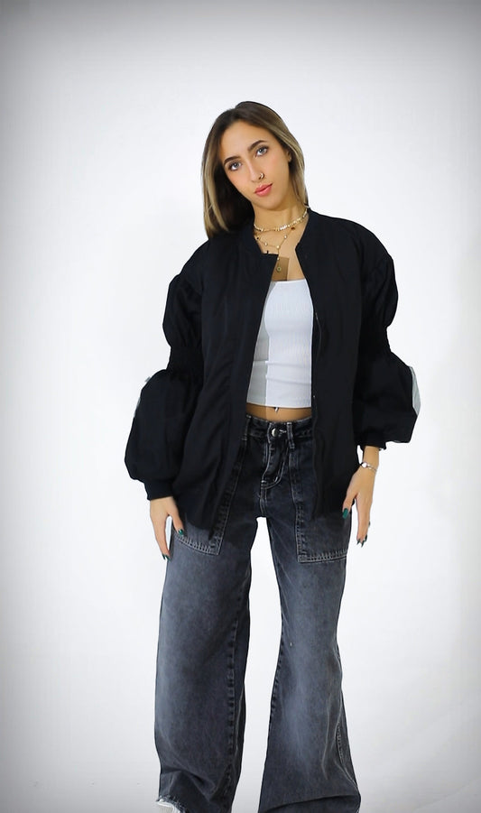 Melton Cotton 3D Print Jacket – Black