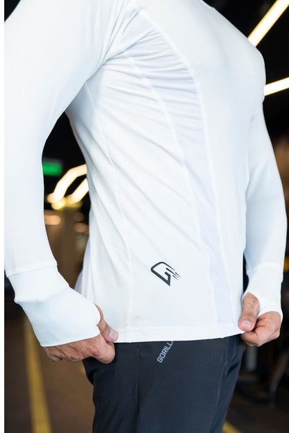 Synthetic Turbo Mesh Long Sleeve Shirt - White