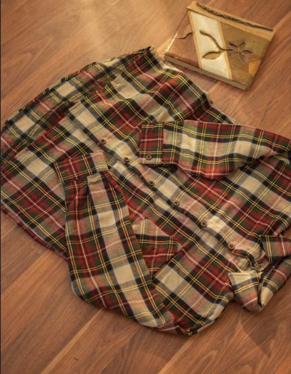 Rustic Plaid Flannel Shirt - Burgandy