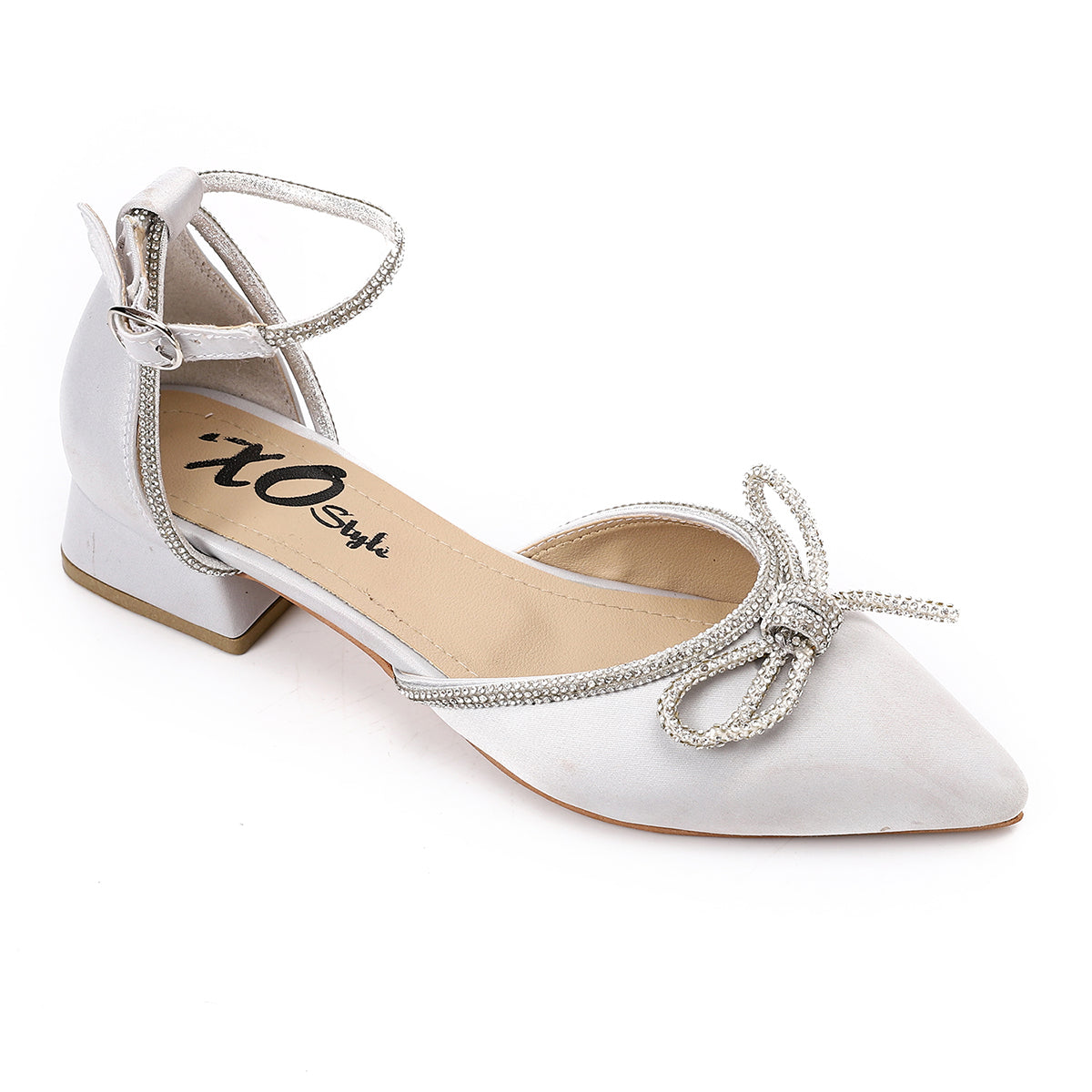 Faux Leather Solid Embellished Block Heel Sandals – Silver