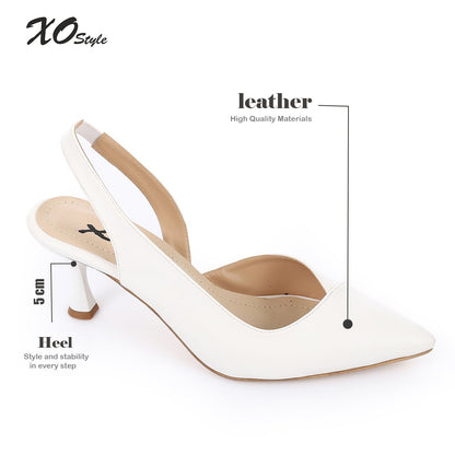 Leather Pointed-Toe Slingback Heels - White