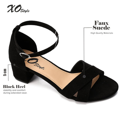 Suede Ankle Strap D'Orsay Pump - Black