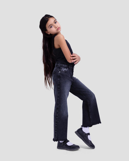 Denim Wide-Leg Jeans - Grey