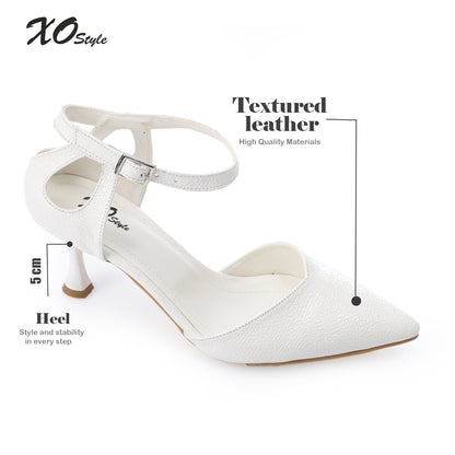 Faux Leather Pointed-Toe Kitten Heel Pump - White