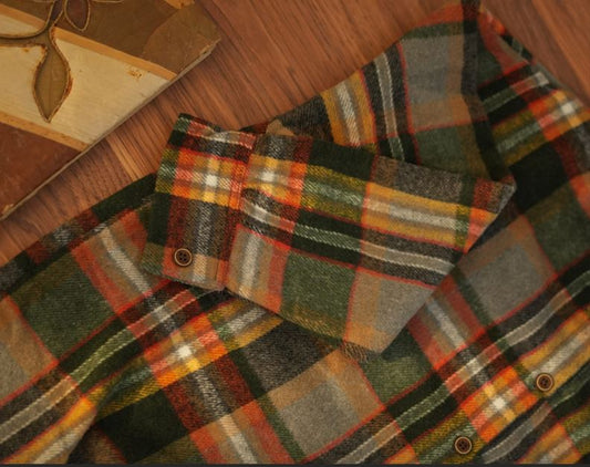 Rustic Plaid Flannel Shirt - Green