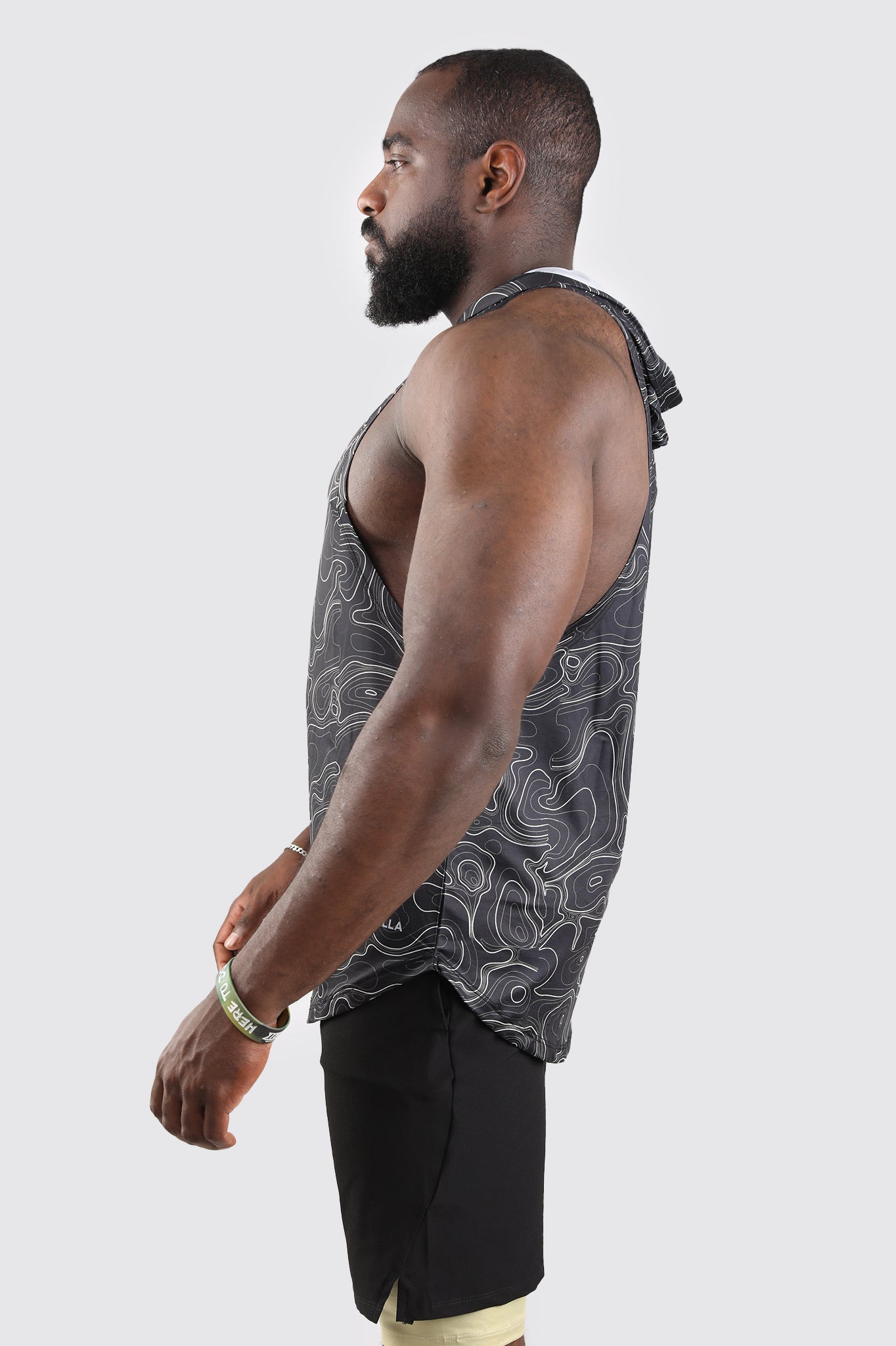 Synthetic Black Curves Sleeveless T-Shirt - Multicolor