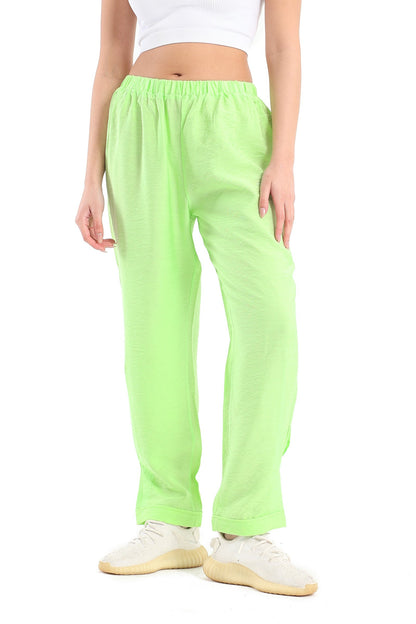 Boyfriend Fit Solid Pants - Lime