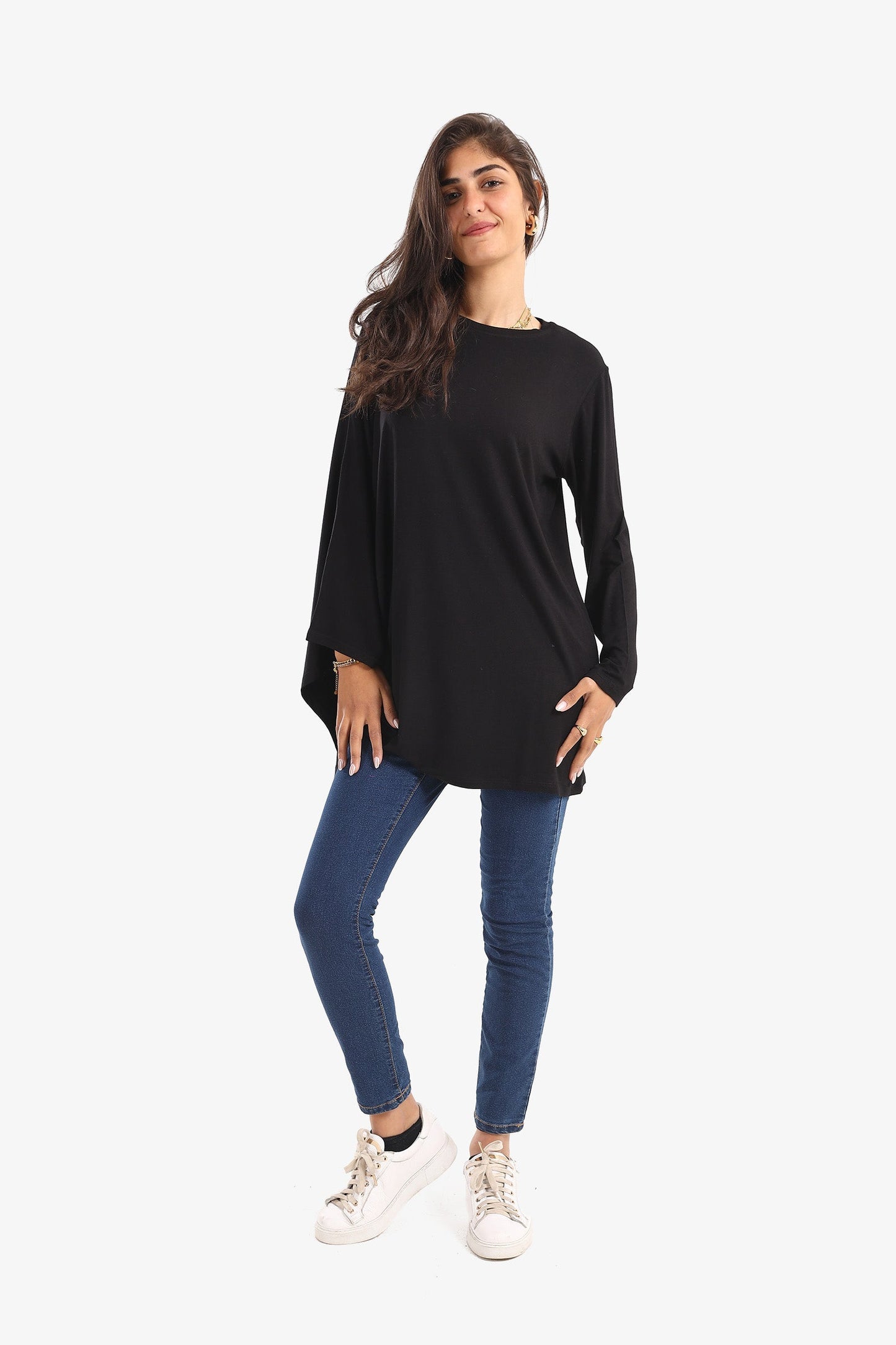 Viscose Plain Blouse with Batwing Sleeve
