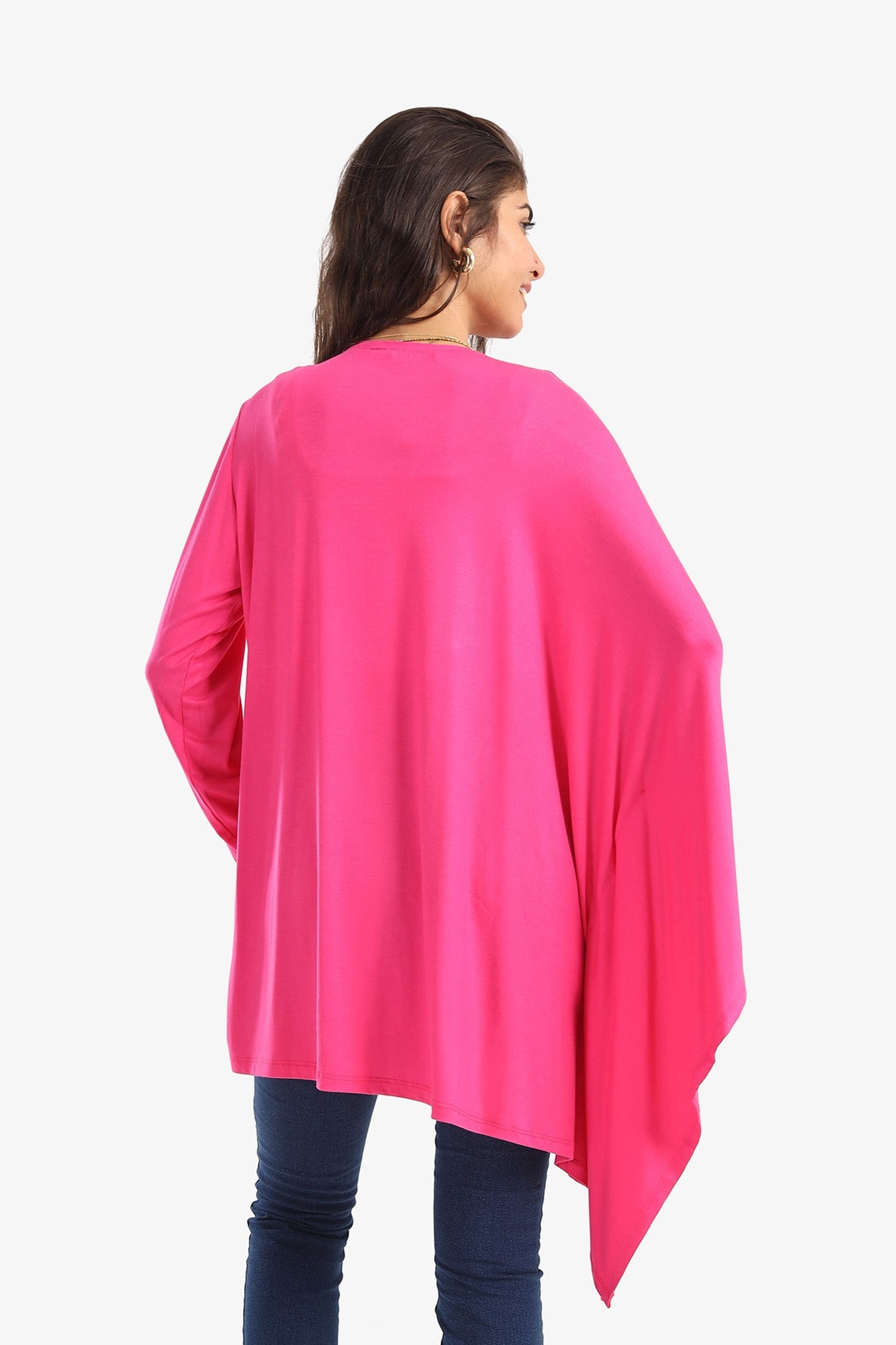 Viscose Plain Blouse with Batwing Sleeve