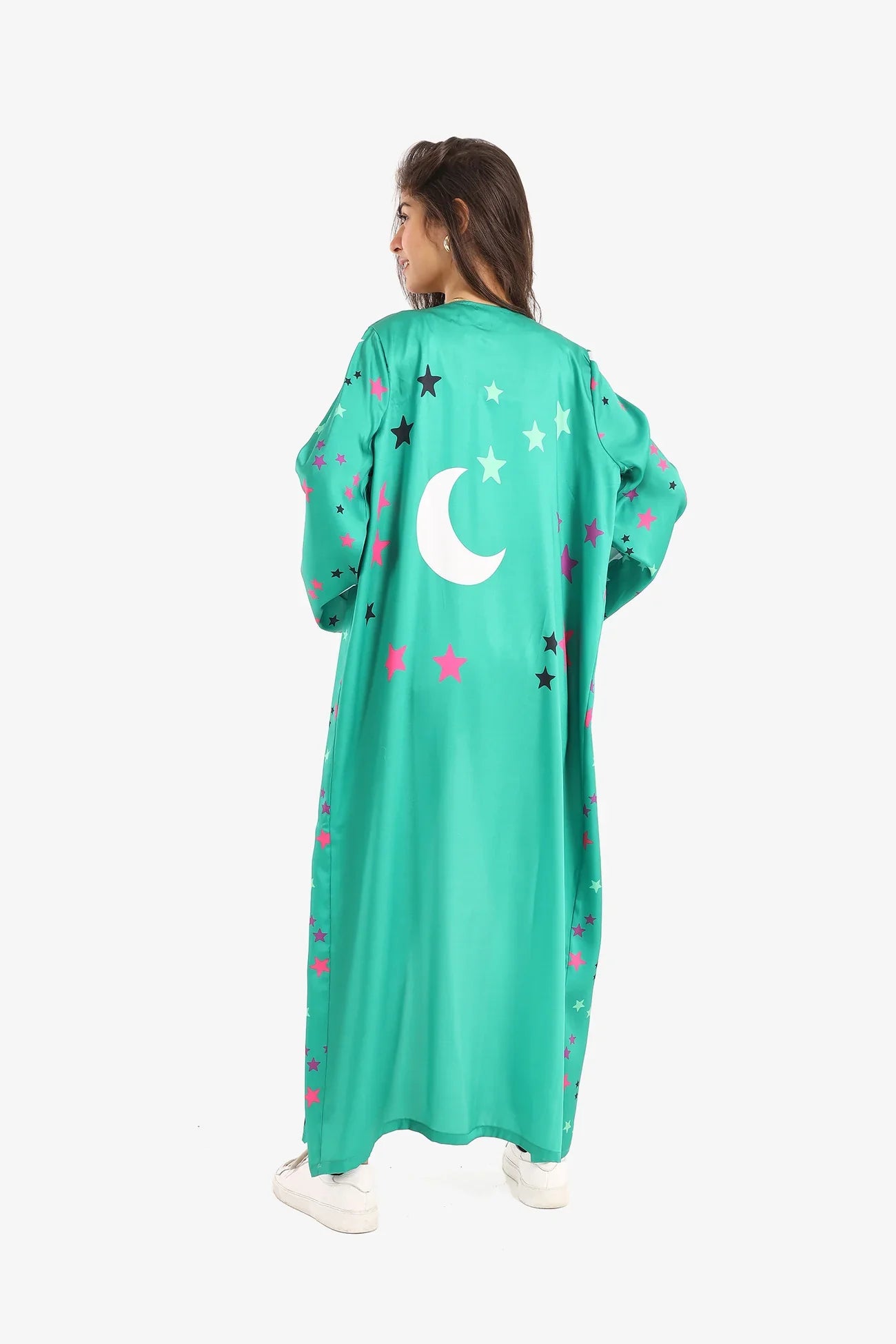 Crescents & Stars Printed Kimono - Green