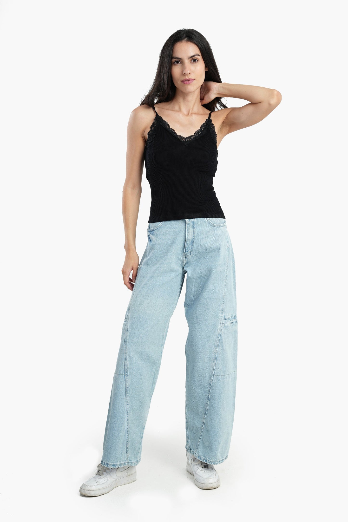 Microfiber Sleeveless Top with Lace