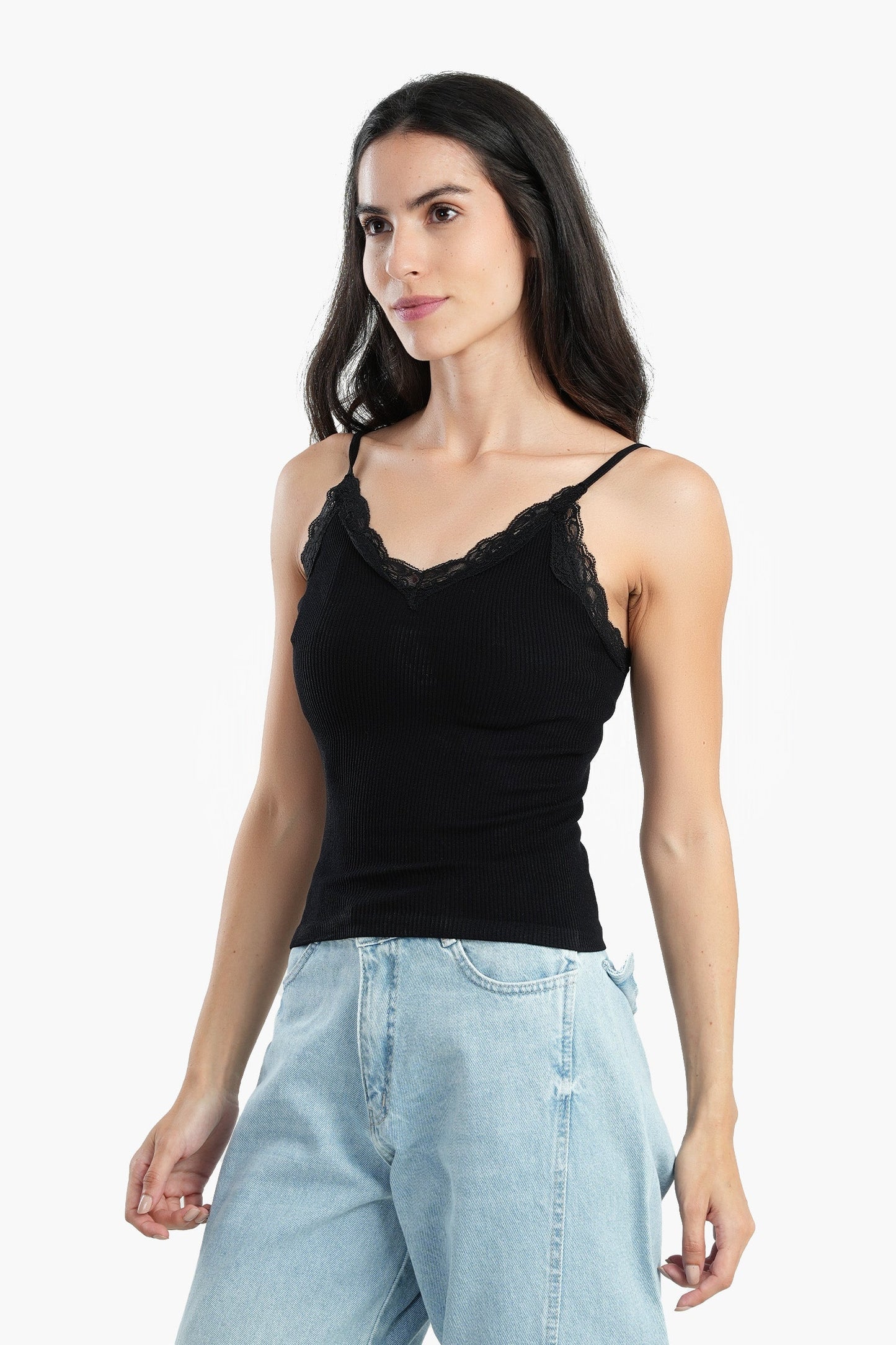 Microfiber Sleeveless Top with Lace