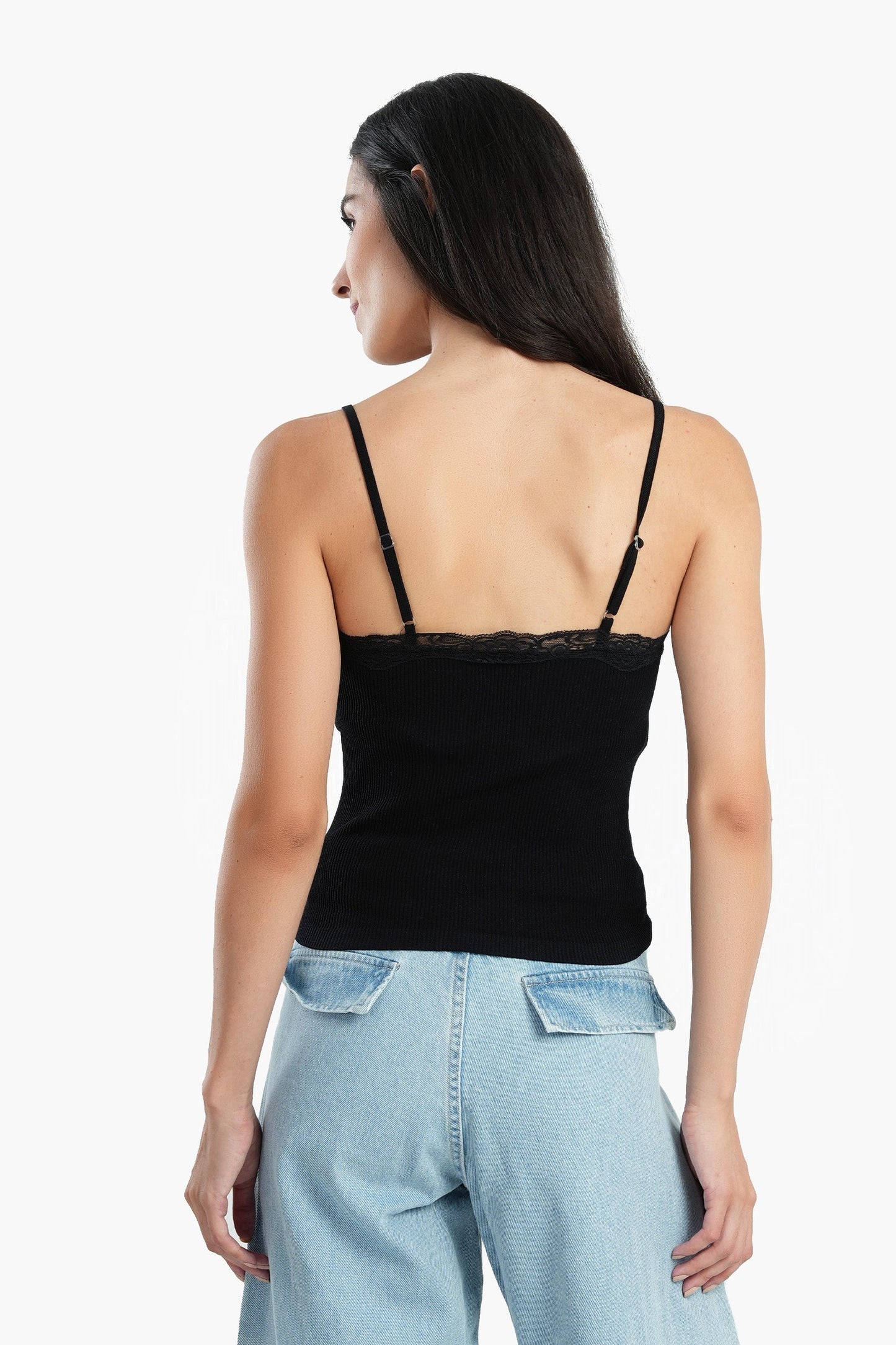 Microfiber Sleeveless Top with Lace