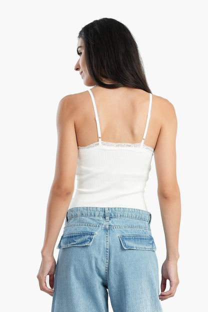 Microfiber Sleeveless Top with Lace