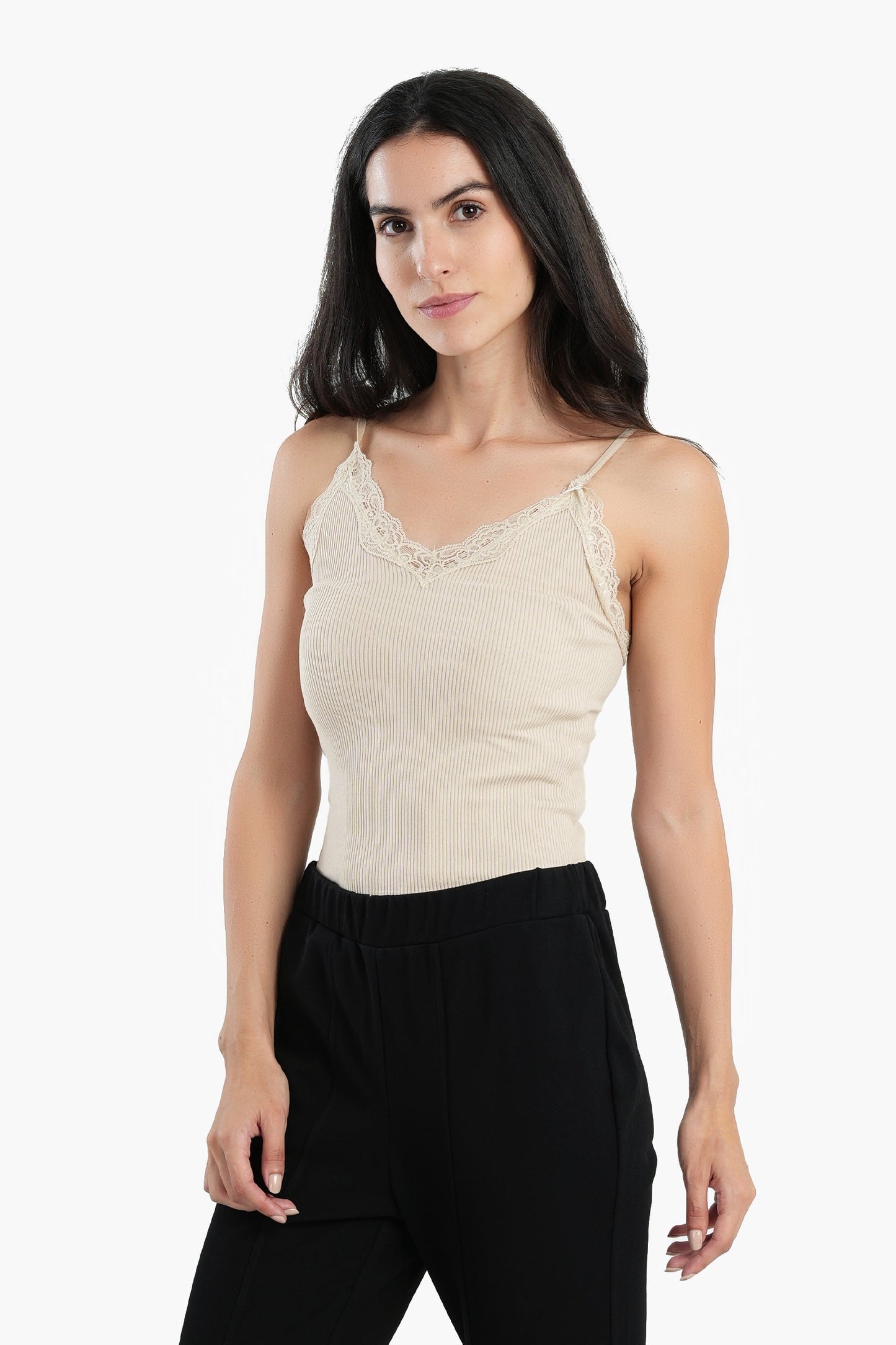 Microfiber Sleeveless Top with Lace
