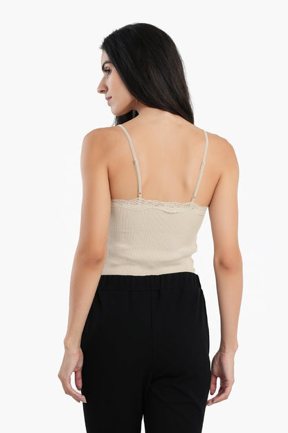 Microfiber Sleeveless Top with Lace