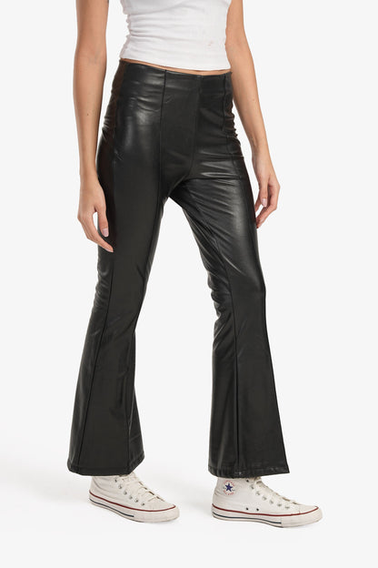 Black Leather Flare Pants