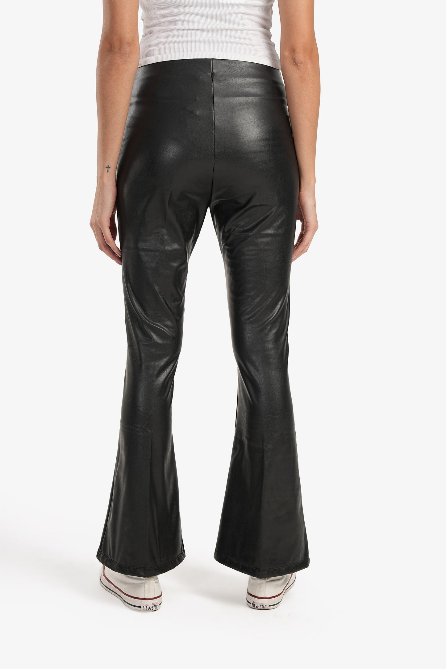 Black Leather Flare Pants