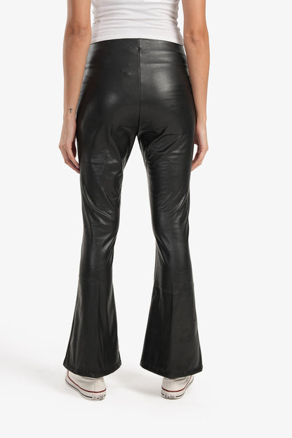 Black Leather Flare Pants