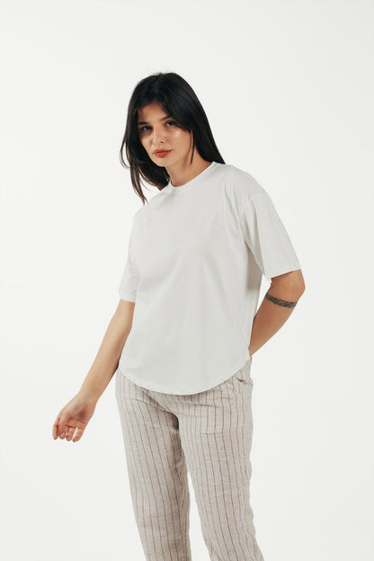 Loose Fit Cotton T-Shirt - White