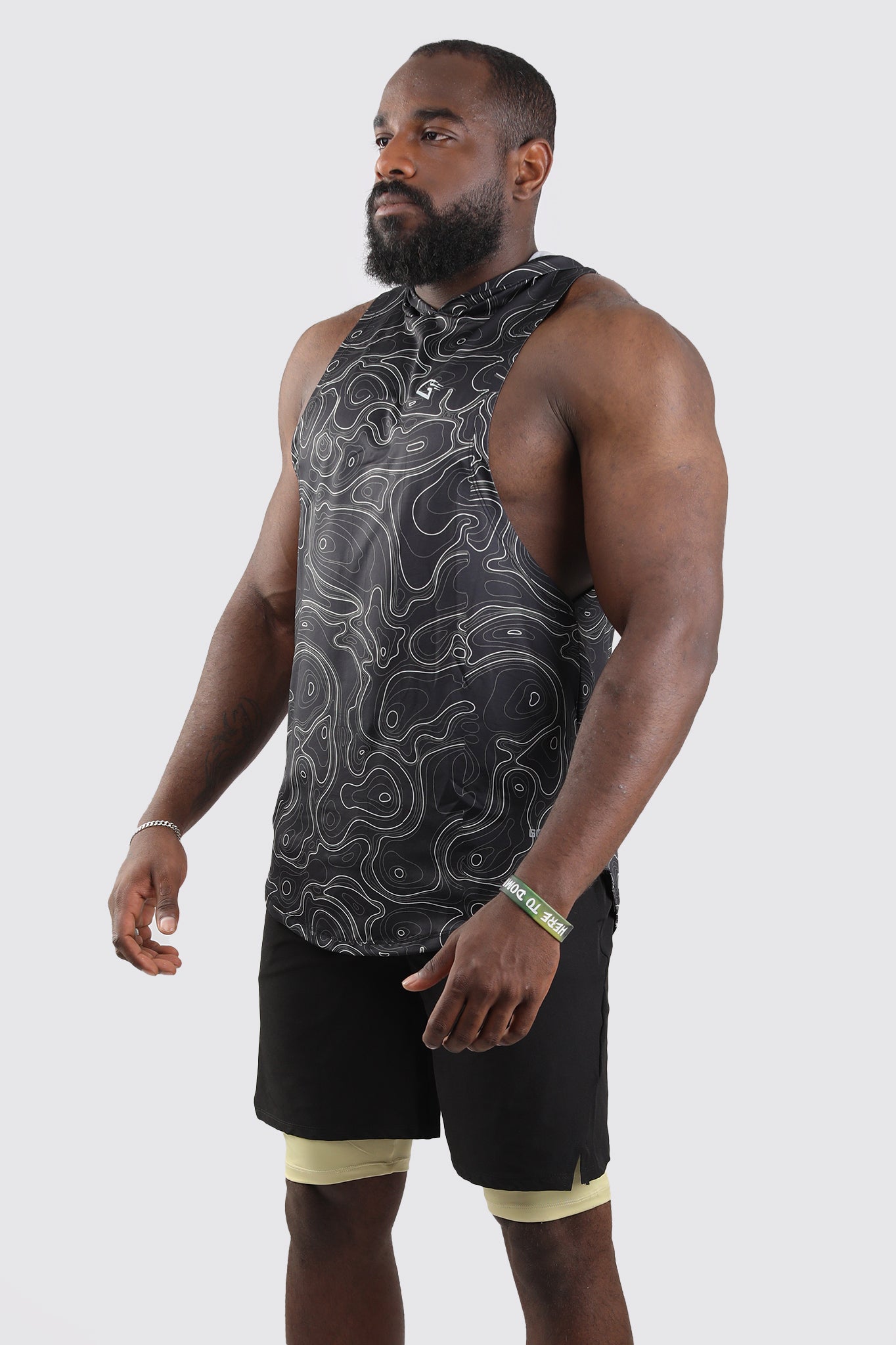 Synthetic Black Curves Sleeveless T-Shirt - Multicolor