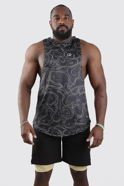 Synthetic Black Curves Sleeveless T-Shirt - Multicolor