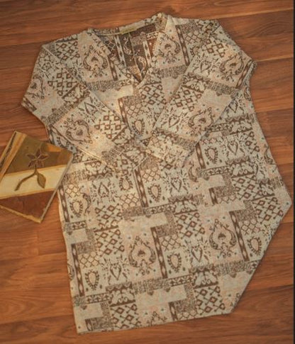 Knitted Wool Patchwork Tunic – Beige